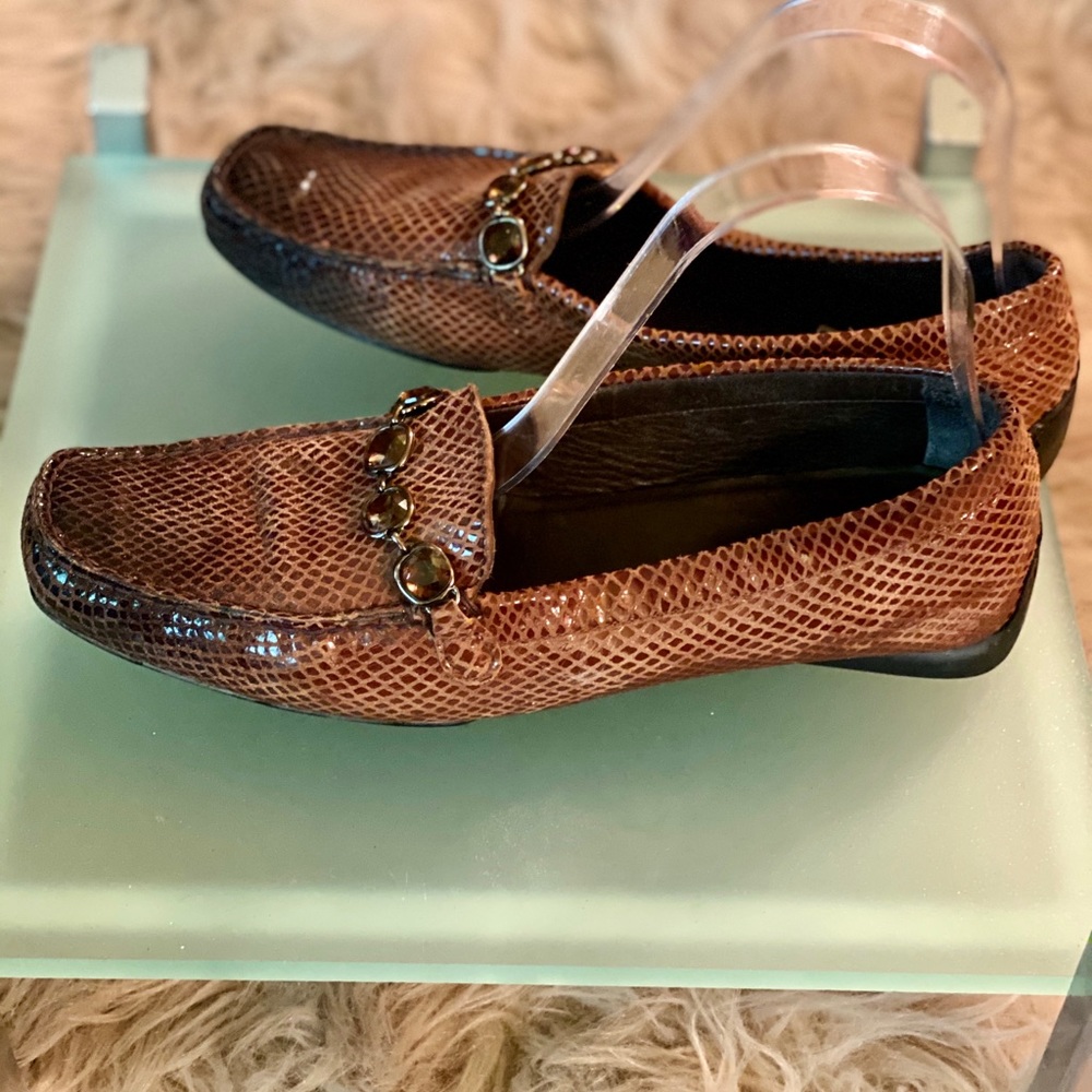 Stuart Weitzman Snakeskin Embossed Ombr Loafer - image 1